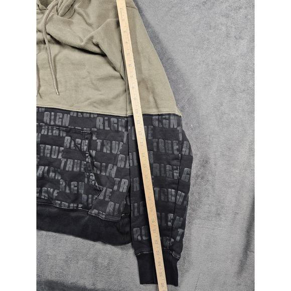 True Religion Hoodie Mens XL Black Green Long Sleeve Logo Colorblock Monogram - Picture 8 of 10